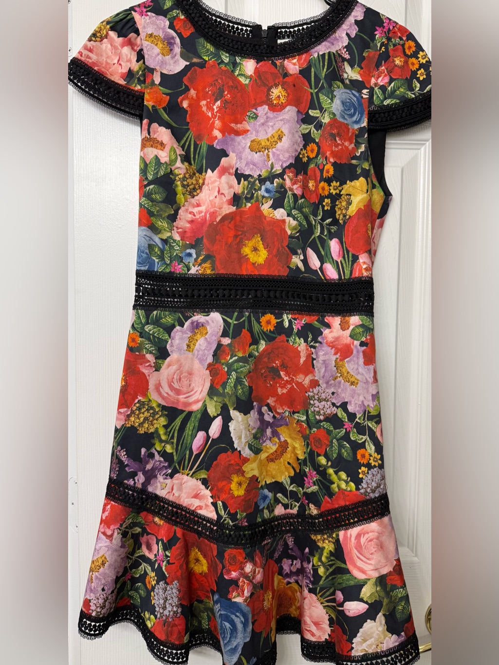 Floral Black Fit-&-Flare Dress With Multicolor Bloom Print